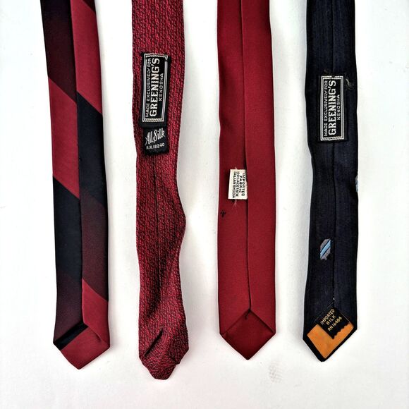 Vintage Mens Skinny Silk Neckties Lot 4 Slim 1960s Narrow Rat Pack Madmen - Picture 3 of 8